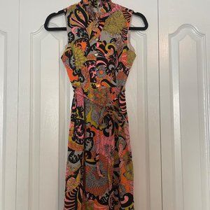 Vintage 60s Pink and Orange Floral Dress